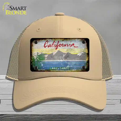 California Lake Tahoe Rusty Blank Novelty License Plate Hat Mesh / Khaki