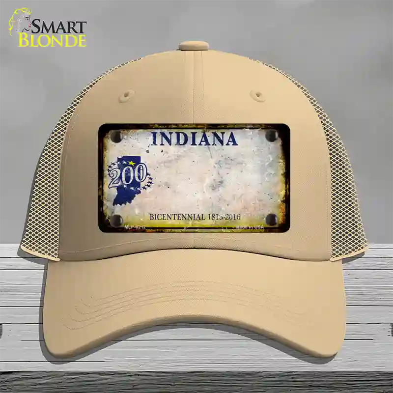 Indiana Rusty Blank Novelty License Plate Hat Mesh / Khaki