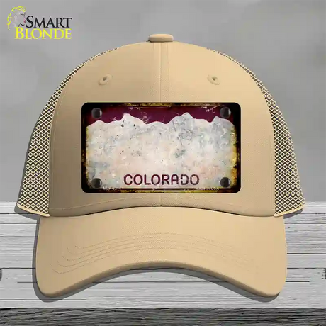 Colorado Red Rusty Blank Novelty License Plate Hat Mesh / Khaki