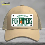 Fort Myers Florida Novelty License Plate Hat Mesh / Khaki