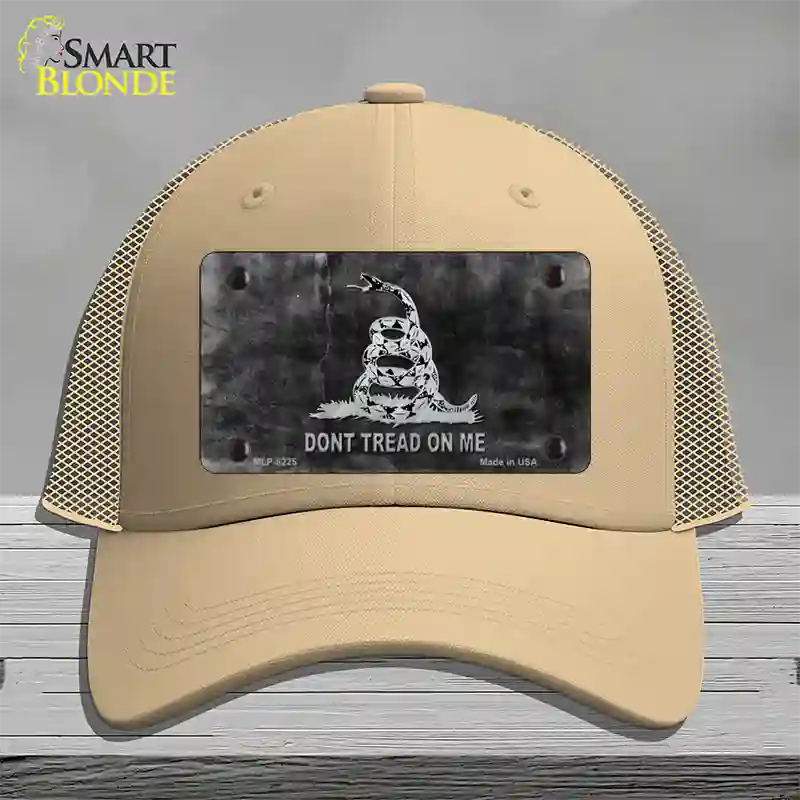 Dont Tread On Me Black Novelty License Plate Hat Mesh / Khaki