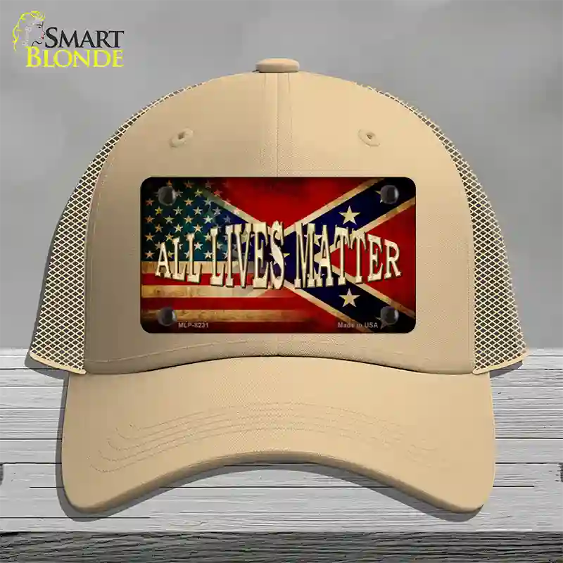 All Lives Matter Flag Novelty License Plate Hat Mesh / Khaki