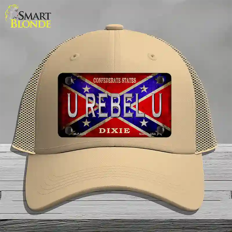 U Rebel U Novelty License Plate Hat Mesh / Khaki