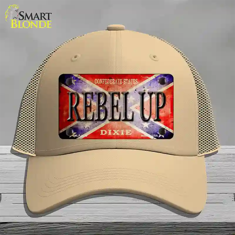 Rebel Up Novelty License Plate Hat Mesh / Khaki