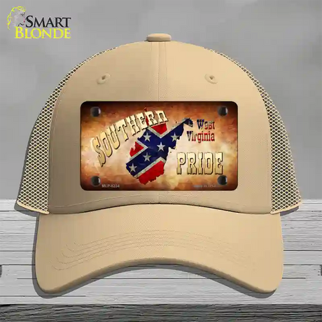 Southern Pride West Virginia Novelty License Plate Hat Mesh / Khaki