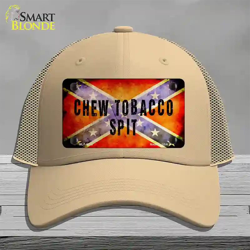 Chew Tobacco Spit Novelty License Plate Hat Mesh / Khaki