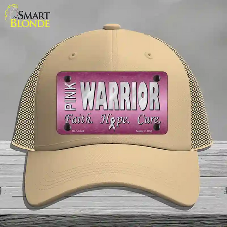 Pink Warrior Novelty License Plate Hat Mesh / Khaki