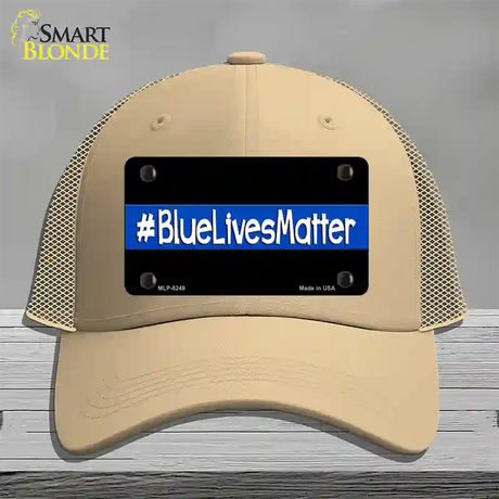 Blue Lives Matter Black Novelty License Plate Hat Mesh / Khaki