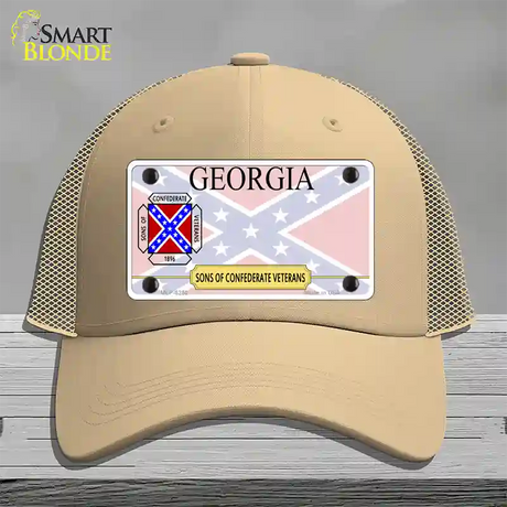 Georgia Sons Of Confederate Novelty License Plate Hat Mesh / Khaki