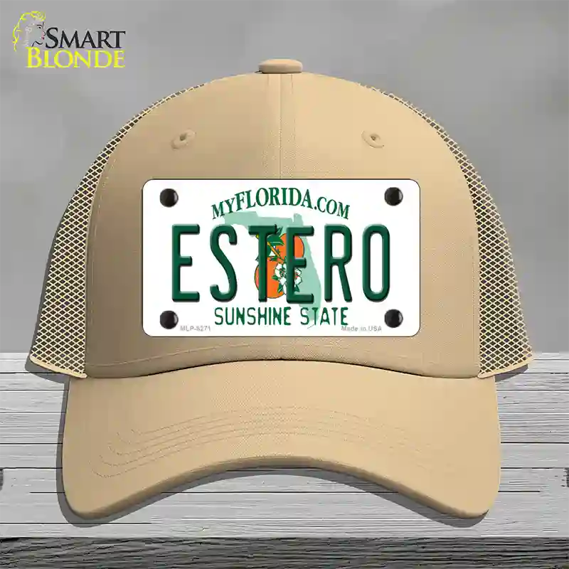 Estero Sunshine State Novelty License Plate Hat Mesh / Khaki