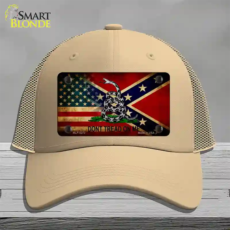 American Confederate Dont Tread Novelty License Plate Hat Mesh / Khaki