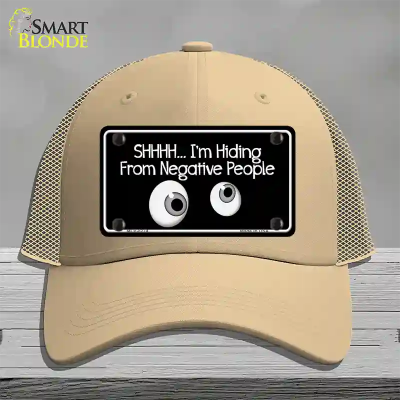 Hiding From Negative People Novelty License Plate Hat Mesh / Khaki