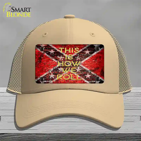 This Is How We Roll Novelty License Plate Hat Mesh / Khaki