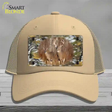 Two Deer On Camo Novelty License Plate Hat Mesh / Khaki