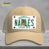 Naples Florida Novelty License Plate Hat Mesh / Khaki