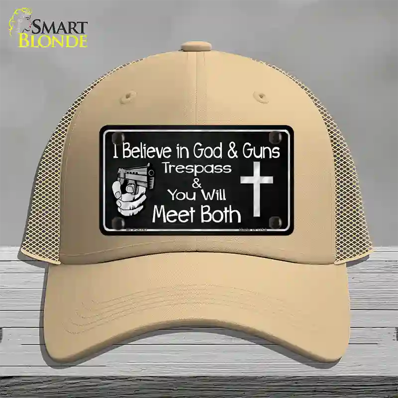 God And Guns Novelty License Plate Hat Mesh / Khaki