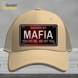 Insured By Mafia Novelty License Plate Hat Mesh / Khaki