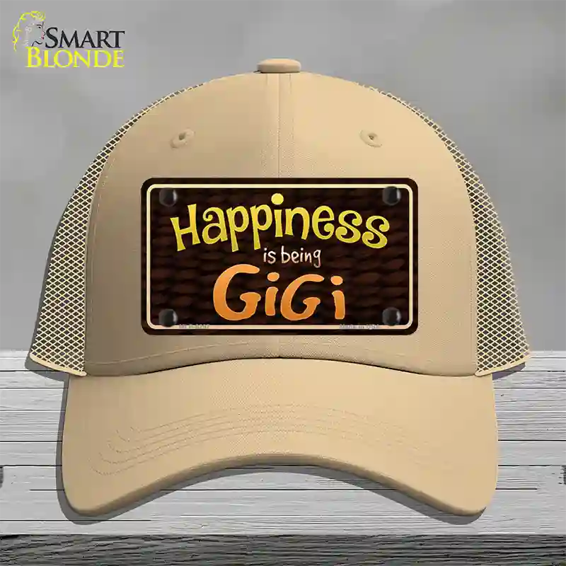 Happiness Is Being Gigi Novelty License Plate Hat Mesh / Khaki