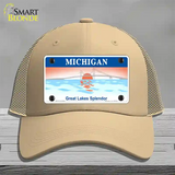 Michigan Great Lakes Blank Novelty License Plate Hat Mesh / Khaki