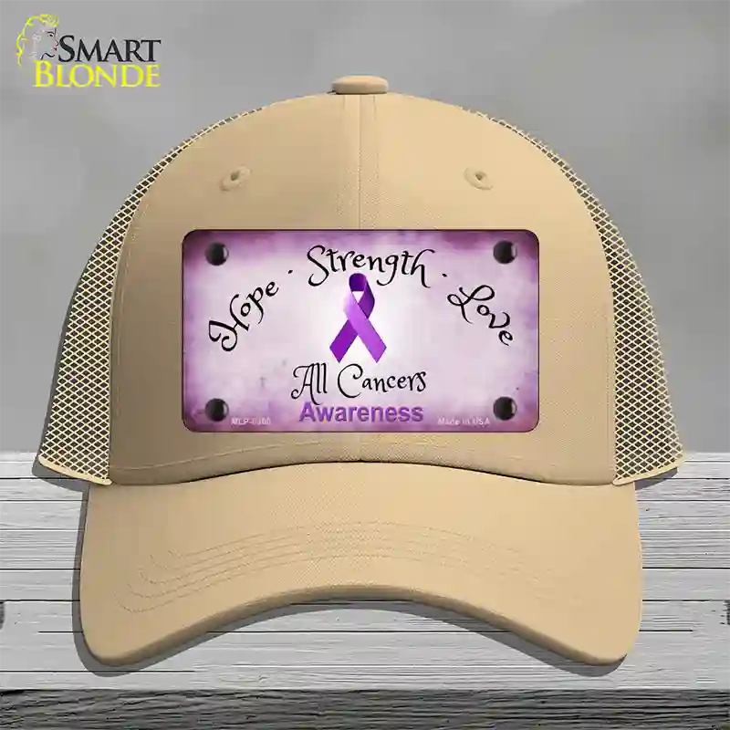 All Cancer Awareness Novelty License Plate Hat Mesh / Khaki