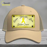 Bladder Cancer Ribbon Novelty License Plate Hat Mesh / Khaki