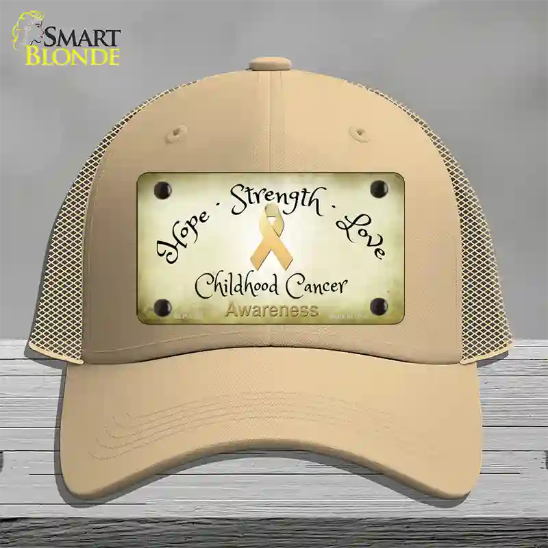 Childhood Cancer Ribbon Novelty License Plate Hat Mesh / Khaki