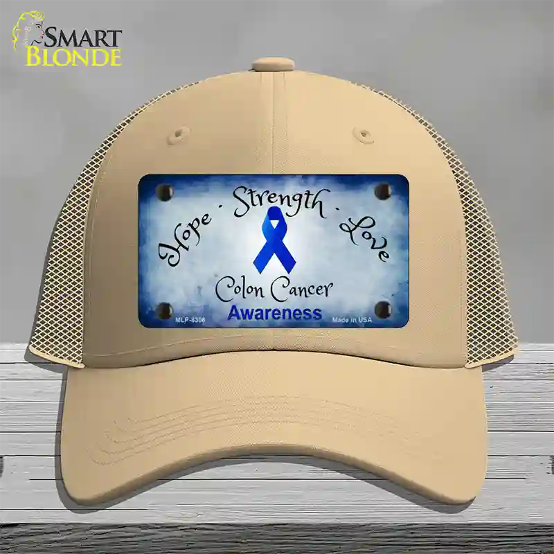 Colon Cancer Ribbon Novelty License Plate Hat Mesh / Khaki