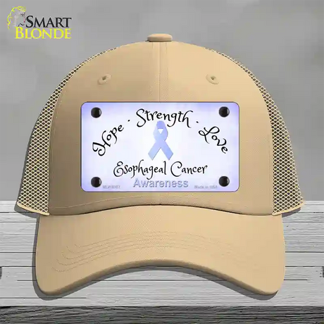 Esophageal Cancer Ribbon Novelty License Plate Hat Mesh / Khaki