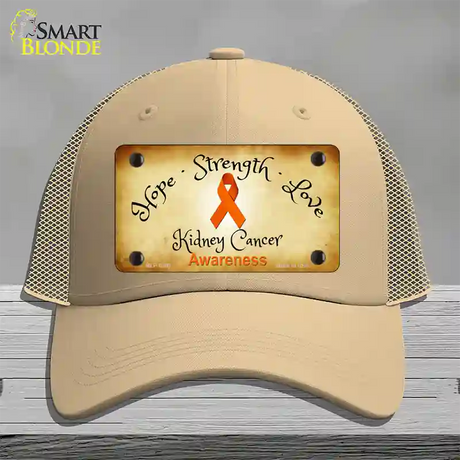 Kidney Cancer Ribbon Novelty License Plate Hat Mesh / Khaki