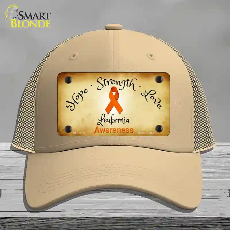 Leukemia Cancer Ribbon Novelty License Plate Hat Mesh / Khaki