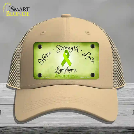 Lymphoma Cancer Ribbon Novelty License Plate Hat Mesh / Khaki