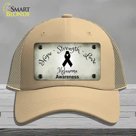 Melanoma Cancer Ribbon Novelty License Plate Hat Mesh / Khaki