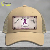 Honors Caregivers Ribbon Novelty License Plate Hat Mesh / Khaki