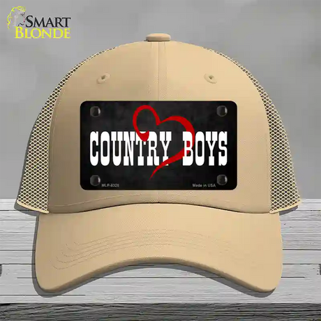 Country Boys Novelty License Plate Hat Mesh / Khaki