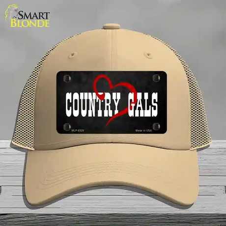 Country Gals Novelty License Plate Hat Mesh / Khaki