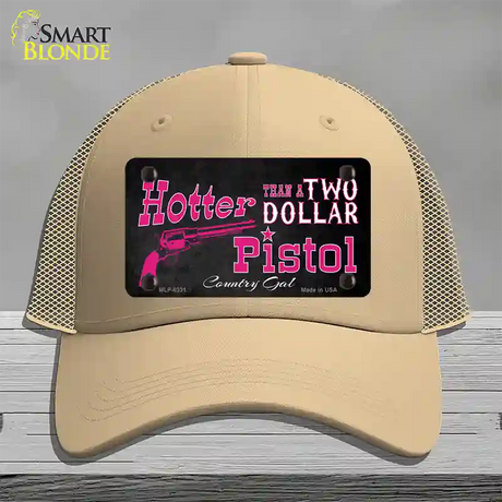 Two Dollar Pistol Novelty License Plate Hat Mesh / Khaki