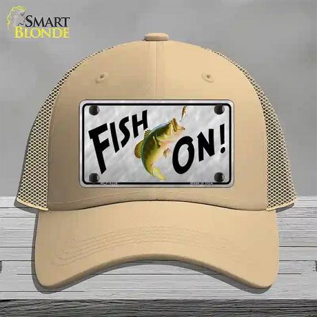 Fish On Novelty License Plate Hat Mesh / Khaki