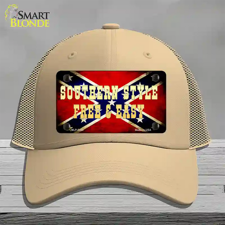 Southern Style Novelty License Plate Hat Mesh / Khaki