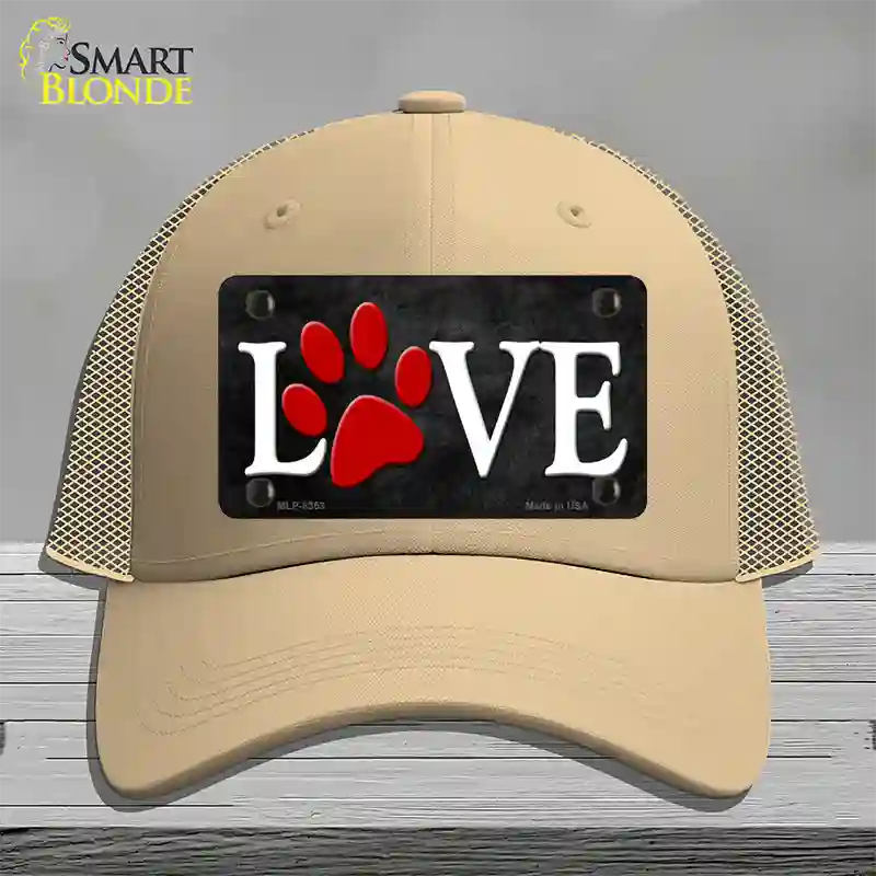 Love Paw Novelty License Plate Hat Mesh / Khaki