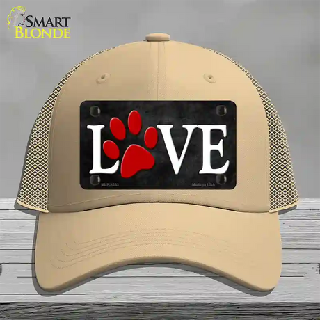 Love Paw Novelty License Plate Hat Mesh / Khaki