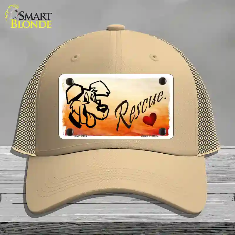 Rescue Dog Novelty License Plate Hat Mesh / Khaki