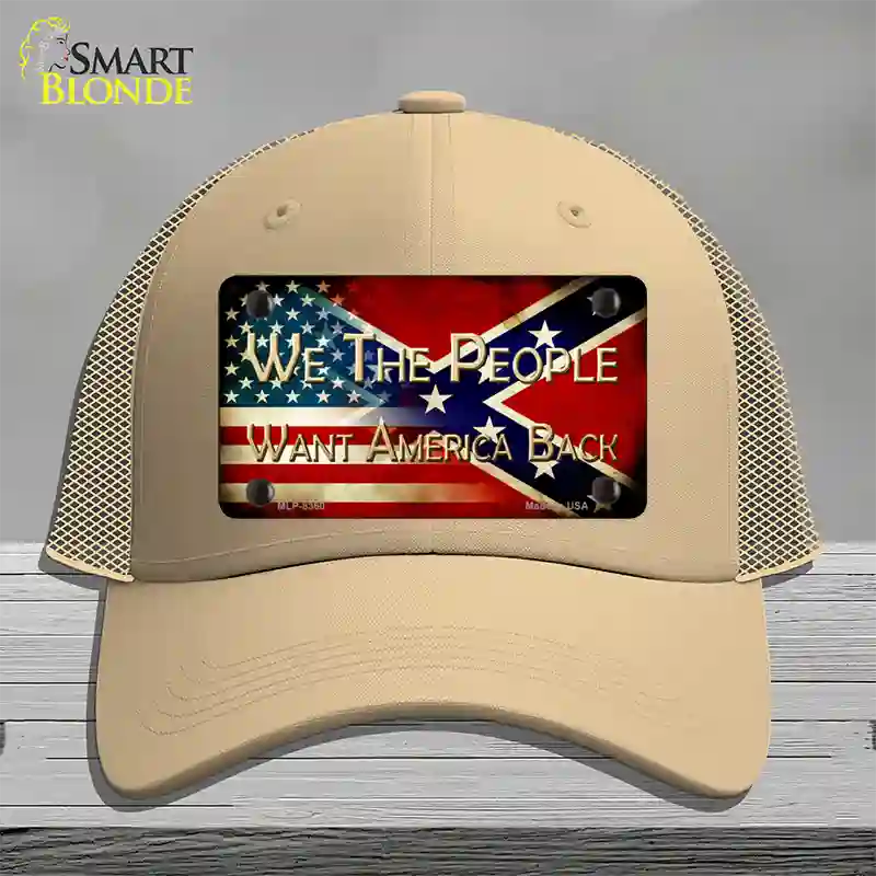 We The People American Confederate Novelty License Plate Hat Mesh / Khaki