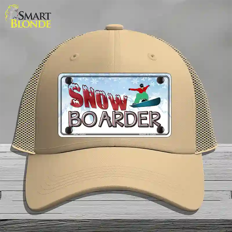 Snow Boarder Novelty License Plate Hat Mesh / Khaki