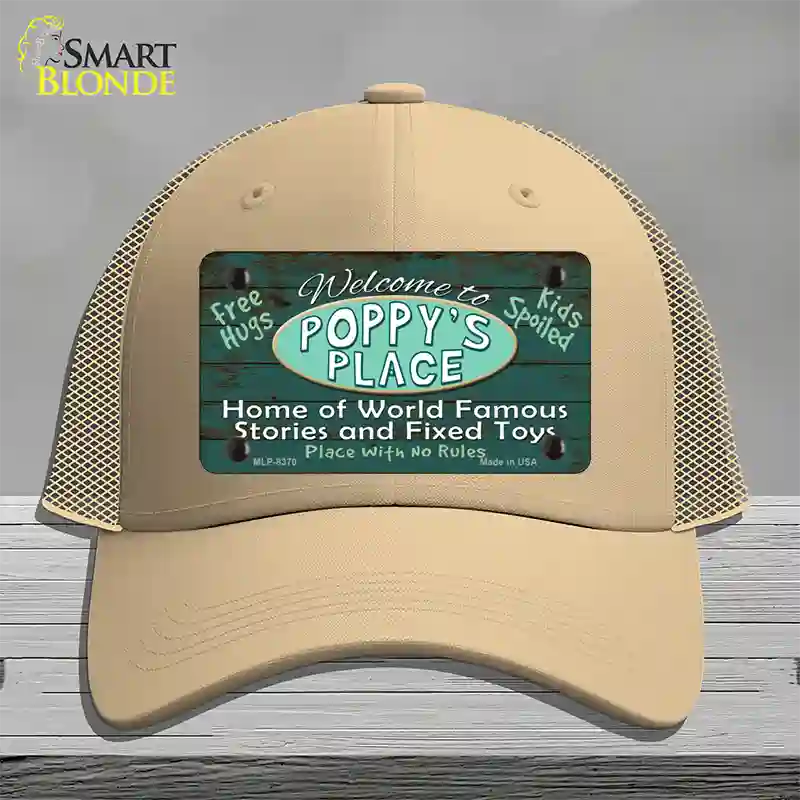 Poppys Place Novelty License Plate Hat Mesh / Khaki