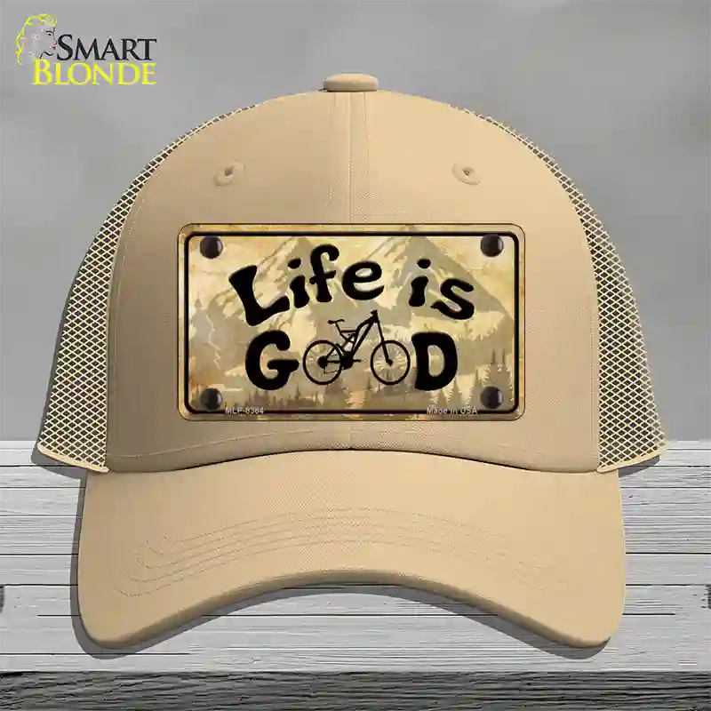 Life Is Good Novelty License Plate Hat Mesh / Khaki