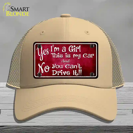 Yes Im A Girl Novelty License Plate Hat Mesh / Khaki