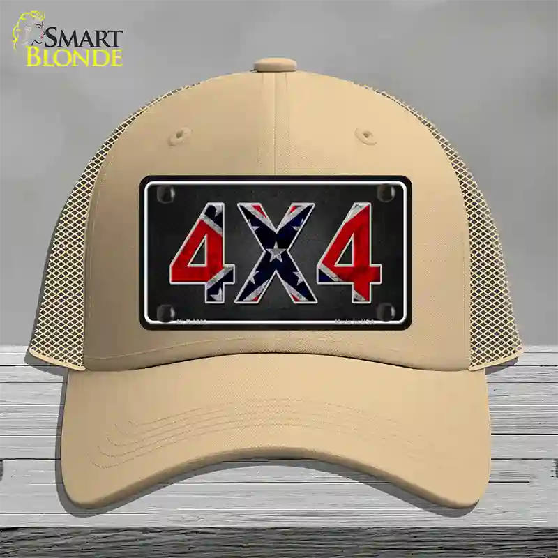 4x4 Confederate Novelty License Plate Hat Mesh / Khaki