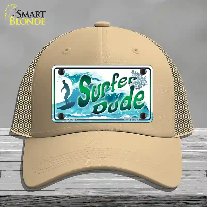 Surfer Dude Novelty License Plate Hat Mesh / Khaki