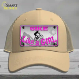 Bike Like A Girl Novelty License Plate Hat Mesh / Khaki