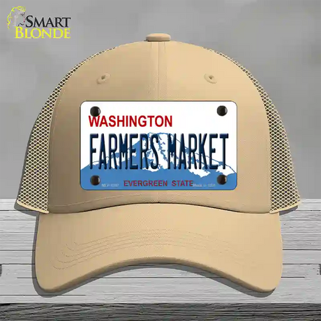 Farmers Market Washington Novelty License Plate Hat Mesh / Khaki